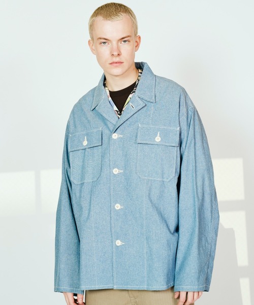 made in standard (メイドインスタンダード)の「MADE IN STANDARD メイド イン スタンダード / OG-107 fatigue uniform shirt(ミリタリージャケット・メンズ・ストライプ/ブルー/インディゴブルー・MEDIUM/LARGE)」の11枚目の写真