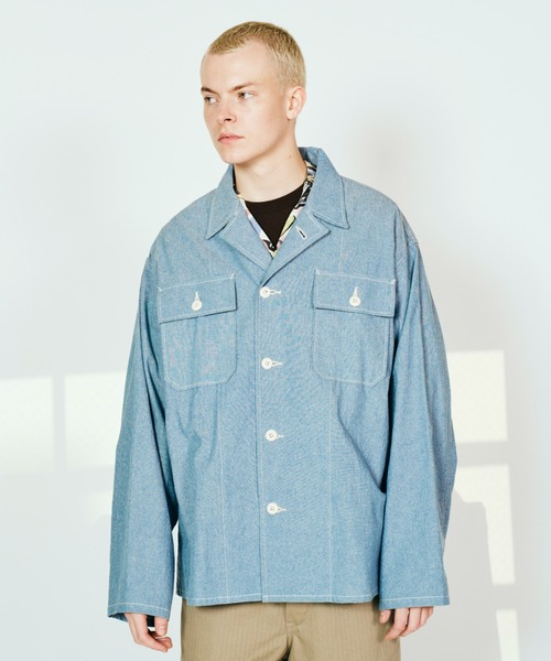 made in standard (メイドインスタンダード)の「MADE IN STANDARD メイド イン スタンダード / OG-107 fatigue uniform shirt(ミリタリージャケット・メンズ・ストライプ/ブルー/インディゴブルー・MEDIUM/LARGE)」の12枚目の写真