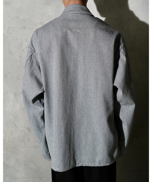 made in standard (メイドインスタンダード)の「MADE IN STANDARD メイド イン スタンダード / OG-107 fatigue uniform shirt(ミリタリージャケット・メンズ・ストライプ/ブルー/インディゴブルー・MEDIUM/LARGE)」の15枚目の写真
