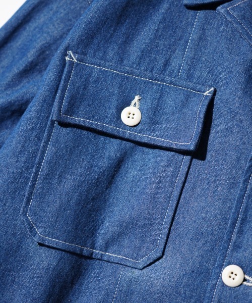made in standard (メイドインスタンダード)の「MADE IN STANDARD メイド イン スタンダード / OG-107 fatigue uniform shirt(ミリタリージャケット・メンズ・ストライプ/ブルー/インディゴブルー・MEDIUM/LARGE)」の20枚目の写真