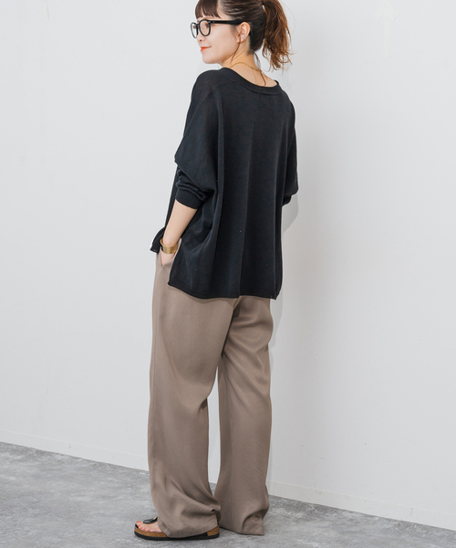 Spick & Span(スピックアンドスパン)の「《新色有り / 追加》コットンリネンギマオーバーサイズカーディガン(カーディガン/ボレロ・レディース・ベージュ系その他/グリーン/ブラック・FREE)」の14枚目の写真
