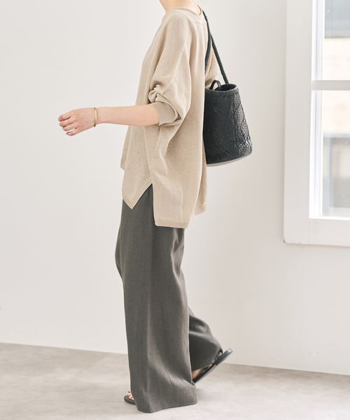Spick & Span(スピックアンドスパン)の「《新色有り / 追加》コットンリネンギマオーバーサイズカーディガン(カーディガン/ボレロ・レディース・ベージュ系その他/グリーン/ブラック・FREE)」の19枚目の写真