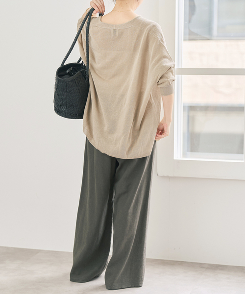 Spick & Span(スピックアンドスパン)の「《新色有り / 追加》コットンリネンギマオーバーサイズカーディガン(カーディガン/ボレロ・レディース・ベージュ系その他/グリーン/ブラック・FREE)」の20枚目の写真