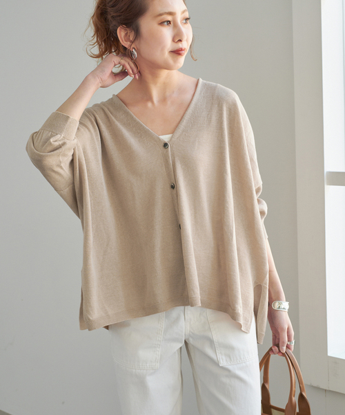 Spick & Span(スピックアンドスパン)の「《新色有り / 追加》コットンリネンギマオーバーサイズカーディガン(カーディガン/ボレロ・レディース・ベージュ系その他/グリーン/ブラック・FREE)」の21枚目の写真