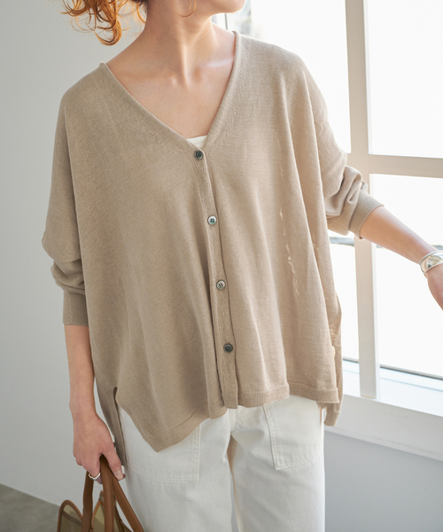 Spick & Span(スピックアンドスパン)の「《新色有り / 追加》コットンリネンギマオーバーサイズカーディガン(カーディガン/ボレロ・レディース・ベージュ系その他/グリーン/ブラック・FREE)」の22枚目の写真