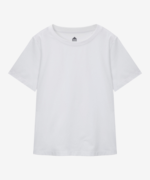 BASIC HOUSE（ベーシックハウス）の「女性 スパン ラウンドネック レギュラーフィット 半袖Tシャツ ホワイト（Tシャツ/カットソー・レディース・ホワイト・90/100/85/95）」の9枚目の写真