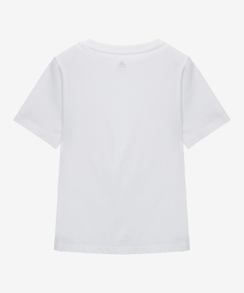 BASIC HOUSE（ベーシックハウス）の「女性 スパン ラウンドネック レギュラーフィット 半袖Tシャツ ホワイト（Tシャツ/カットソー・レディース・ホワイト・90/100/85/95）」の10枚目の写真