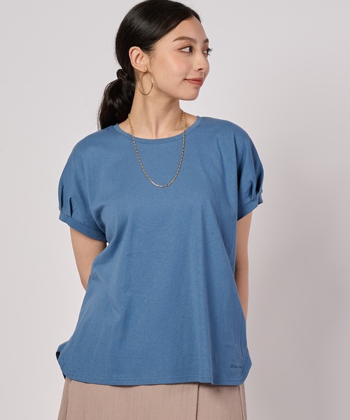 Eddie Bauer(エディーバウアー)の「タック スリーブレス ボックスTシャツ(Tシャツ/カットソー・レディース・ブルー/アイボリー/ブラウン・L/M/S/XL)」の3枚目の写真