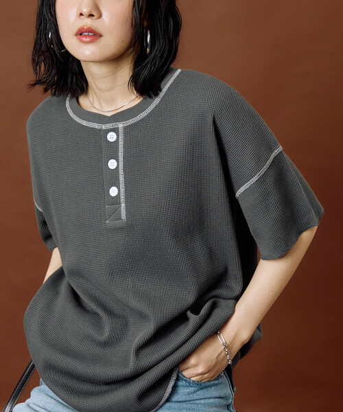 か*可様 【値下げ可能】igusa STAR WAFFLE TOP セール】限定展開 RUSSELL ATHLETIC × FREAK'S STORE/ラッセル