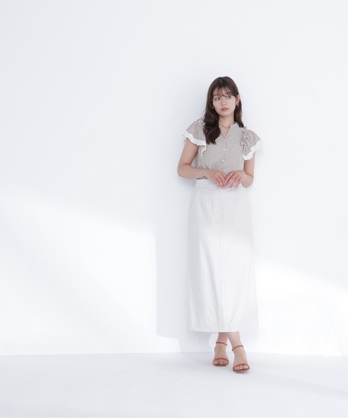 NATURAL BEAUTY BASIC(ナチュラルビューティーベーシック)の「リネンブレンドナロースカート(スカート・レディース・オフホワイト/チャコールグレー/ベージュ・P/S/MEDIUM)」の6枚目の写真