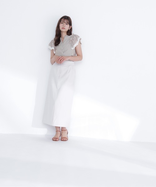 NATURAL BEAUTY BASIC(ナチュラルビューティーベーシック)の「リネンブレンドナロースカート(スカート・レディース・オフホワイト/チャコールグレー/ベージュ・P/S/MEDIUM)」の10枚目の写真