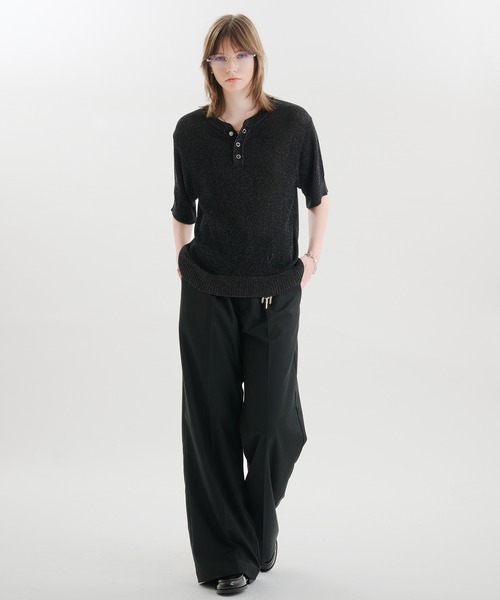 SELLE GLANT(セレグランテ)の「MELANGE HENLEY KNIT T-SHIRT / メランジヘンリーネックニットTシャツ(Tシャツ/カットソー・メンズ・ブルー/グレー/ブラック・MEDIUM/SMALL/LARGE)」の14枚目の写真