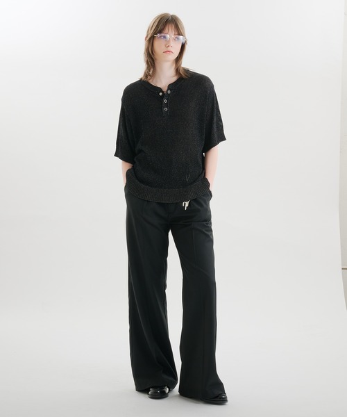 SELLE GLANT(セレグランテ)の「MELANGE HENLEY KNIT T-SHIRT / メランジヘンリーネックニットTシャツ(Tシャツ/カットソー・メンズ・ブルー/グレー/ブラック・MEDIUM/SMALL/LARGE)」の15枚目の写真