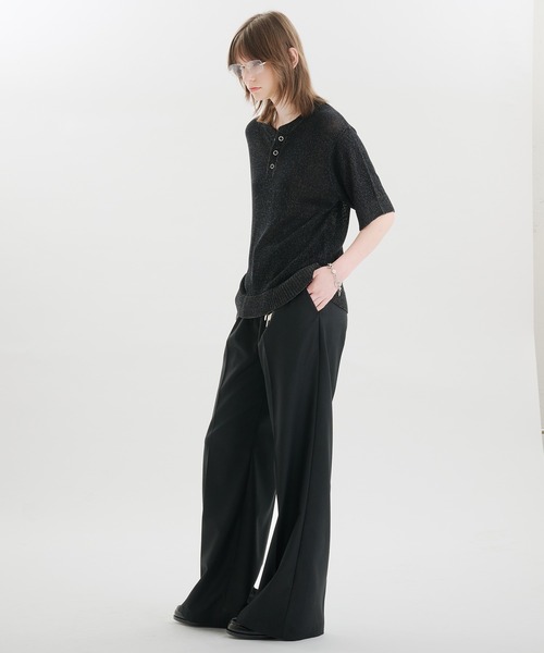 SELLE GLANT(セレグランテ)の「MELANGE HENLEY KNIT T-SHIRT / メランジヘンリーネックニットTシャツ(Tシャツ/カットソー・メンズ・ブルー/グレー/ブラック・MEDIUM/SMALL/LARGE)」の17枚目の写真