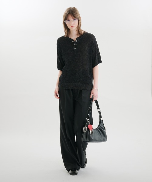 SELLE GLANT(セレグランテ)の「MELANGE HENLEY KNIT T-SHIRT / メランジヘンリーネックニットTシャツ(Tシャツ/カットソー・メンズ・ブルー/グレー/ブラック・MEDIUM/SMALL/LARGE)」の19枚目の写真