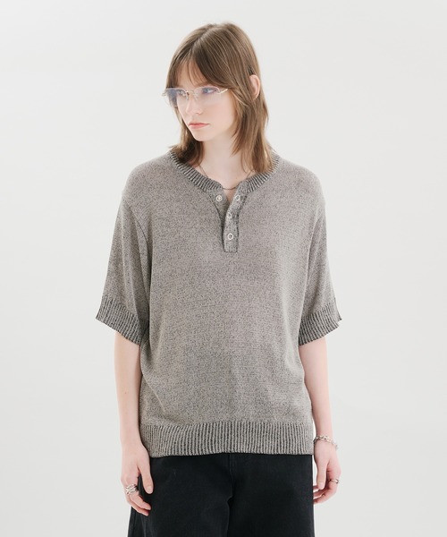 SELLE GLANT(セレグランテ)の「MELANGE HENLEY KNIT T-SHIRT / メランジヘンリーネックニットTシャツ(Tシャツ/カットソー・メンズ・ブルー/グレー/ブラック・MEDIUM/SMALL/LARGE)」の21枚目の写真