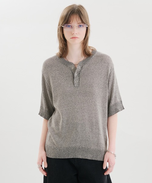SELLE GLANT(セレグランテ)の「MELANGE HENLEY KNIT T-SHIRT / メランジヘンリーネックニットTシャツ(Tシャツ/カットソー・メンズ・ブルー/グレー/ブラック・MEDIUM/SMALL/LARGE)」の20枚目の写真
