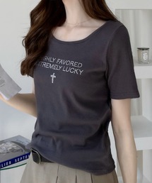 ラインストーン 半袖 コンパクト Tシャツ