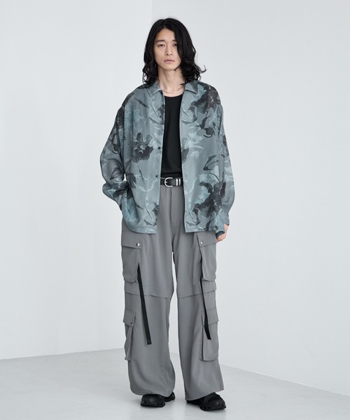 Sheer Flower Pattern Shirt / カラミ編みスカシフラワー柄シャツ
