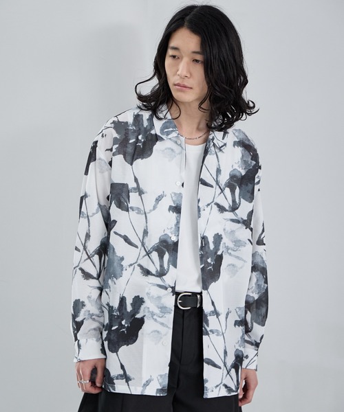 RAGEBLUE(レイジブルー)の「Sheer Flower Pattern Shirt / カラミ編みスカシフラワー柄シャツ(シャツ/ブラウス・メンズ・グレー系その他/ブラック/その他5・LARGE/MEDIUM)」の6枚目の写真