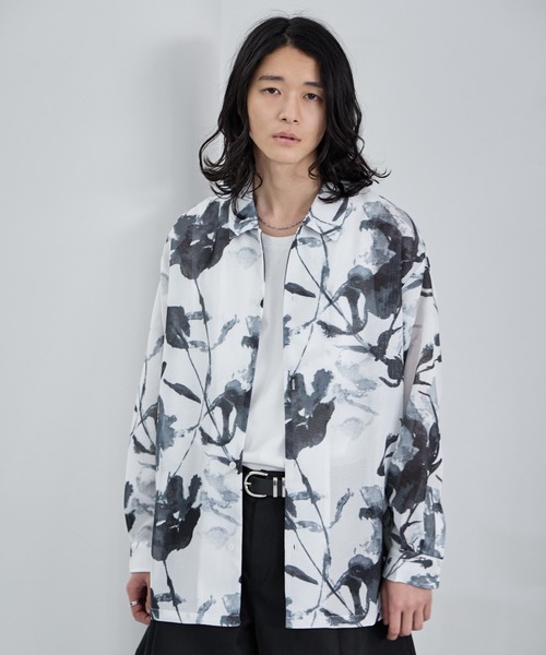 RAGEBLUE(レイジブルー)の「Sheer Flower Pattern Shirt / カラミ編みスカシフラワー柄シャツ(シャツ/ブラウス・メンズ・グレー系その他/ブラック/その他5・LARGE/MEDIUM)」の7枚目の写真