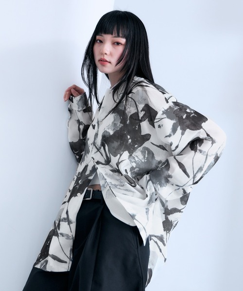 RAGEBLUE(レイジブルー)の「Sheer Flower Pattern Shirt / カラミ編みスカシフラワー柄シャツ(シャツ/ブラウス・メンズ・グレー系その他/ブラック/その他5・LARGE/MEDIUM)」の13枚目の写真
