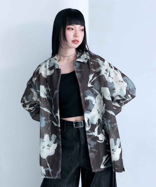 RAGEBLUE(レイジブルー)の「Sheer Flower Pattern Shirt / カラミ編みスカシフラワー柄シャツ(シャツ/ブラウス・メンズ・グレー系その他/ブラック/その他5・LARGE/MEDIUM)」の17枚目の写真