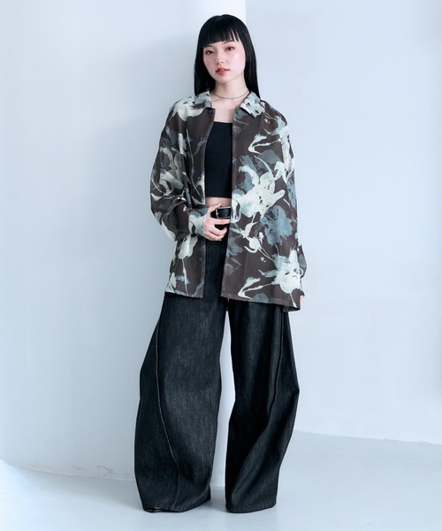 RAGEBLUE(レイジブルー)の「Sheer Flower Pattern Shirt / カラミ編みスカシフラワー柄シャツ(シャツ/ブラウス・メンズ・グレー系その他/ブラック/その他5・LARGE/MEDIUM)」の14枚目の写真