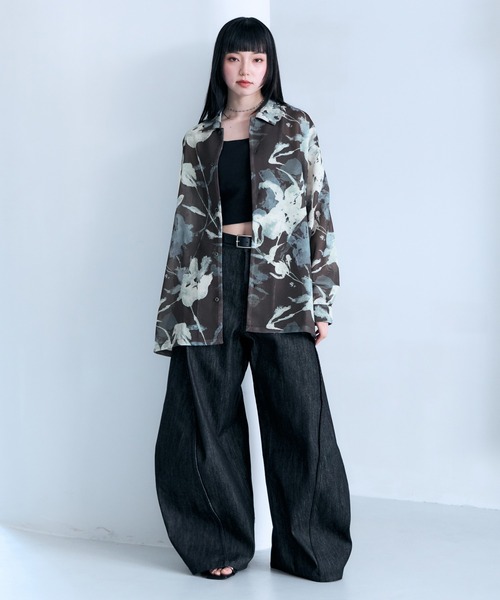 RAGEBLUE(レイジブルー)の「Sheer Flower Pattern Shirt / カラミ編みスカシフラワー柄シャツ(シャツ/ブラウス・メンズ・グレー系その他/ブラック/その他5・LARGE/MEDIUM)」の15枚目の写真