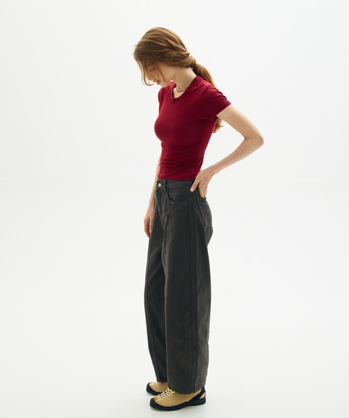 full/fill.（フルフィル）の「basic short T / ベーシックショートT（Tシャツ/カットソー・レディース・レッド/ホワイト/ブラウン/グレー・FREE）」の13枚目の写真