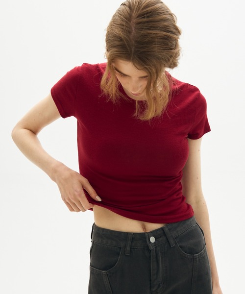 full/fill.（フルフィル）の「basic short T / ベーシックショートT（Tシャツ/カットソー・レディース・レッド/ホワイト/ブラウン/グレー・FREE）」の6枚目の写真