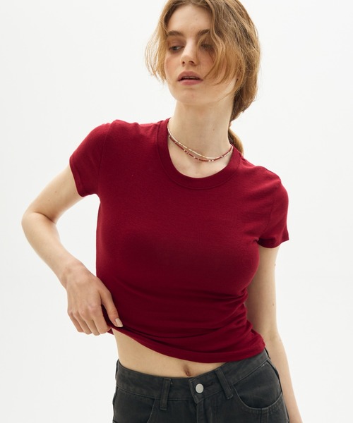 full/fill.（フルフィル）の「basic short T / ベーシックショートT（Tシャツ/カットソー・レディース・レッド/ホワイト/ブラウン/グレー・FREE）」の7枚目の写真