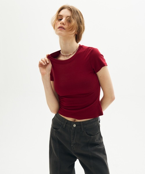 full/fill.（フルフィル）の「basic short T / ベーシックショートT（Tシャツ/カットソー・レディース・レッド/ホワイト/ブラウン/グレー・FREE）」の5枚目の写真