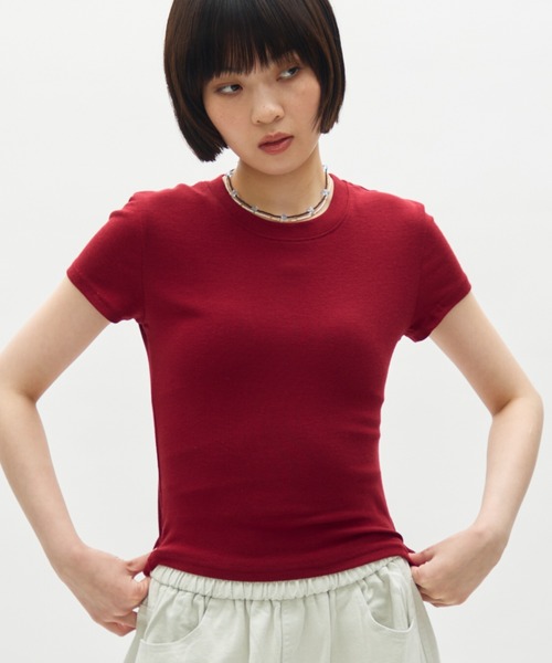 full/fill.（フルフィル）の「basic short T / ベーシックショートT（Tシャツ/カットソー・レディース・レッド/ホワイト/ブラウン/グレー・FREE）」の16枚目の写真