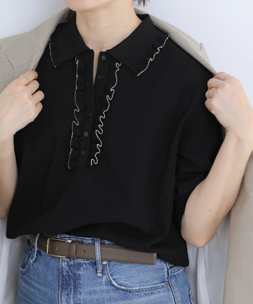 IENA(イエナ)の「《追加3》フリルプルオーバー(ニット/セーター・レディース・ブラック・FREE)」の5枚目の写真