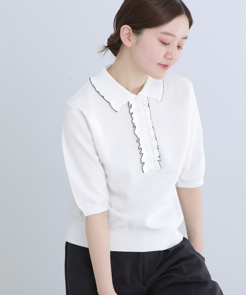 IENA(イエナ)の「《追加3》フリルプルオーバー(ニット/セーター・レディース・ブラック・FREE)」の9枚目の写真