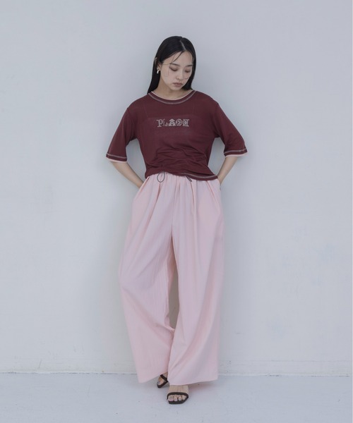 Eimee Law（エイミーロウ）の「ナイロンワッシャー タックワイドパンツ（その他パンツ・レディース・ピンク/ダークベージュ/ブラック・FREE）」の5枚目の写真