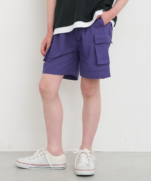 coca(coca)(コカ)の「キッズ コットンリップストップカーゴショートパンツ(カーゴパンツ・キッズ・マスタード/パープル/グリーン/ブラック・120/130/140/150)」の3枚目の写真