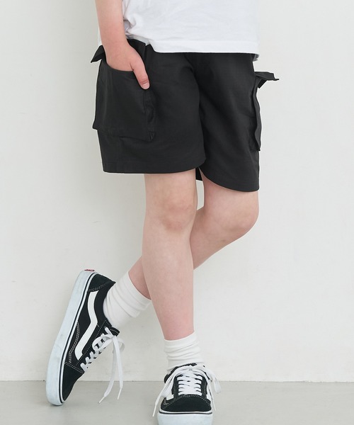 coca(coca)(コカ)の「キッズ コットンリップストップカーゴショートパンツ(カーゴパンツ・キッズ・マスタード/パープル/グリーン/ブラック・120/130/140/150)」の1枚目の写真