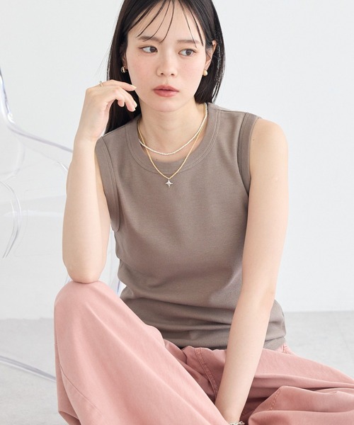 earth music&ecology（アースミュージックアンドエコロジー）の「【WEB限定】リブタンクトップ（タンクトップ・レディース・ブラック/アイボリー/レッド/グリーン/ブルー/チャコールグレー/モカ/ミント/ライトグレー/その他/ブラウン・S/M）」の7枚目の写真