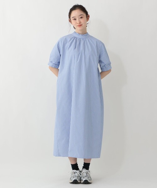 Afternoon Tea(アフタヌーンティー)の「2WAYストライプラクロンフリルワンピース(ワンピース・レディース・ブルー・ONE SIZE)」の1枚目の写真