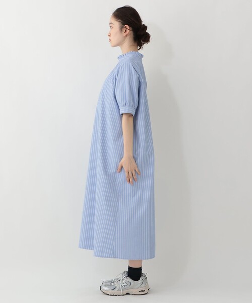 Afternoon Tea(アフタヌーンティー)の「2WAYストライプラクロンフリルワンピース(ワンピース・レディース・ブルー・ONE SIZE)」の3枚目の写真