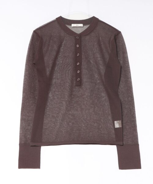 anuke(アンヌーク)の「anuke Sheer Henley Knit(ニット/セーター・レディース・ダークブラウン/オフホワイト・FREE)」の12枚目の写真