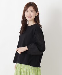 異素材刺繍切替プルオーバー