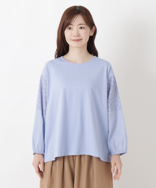 one'sterrace(ワンズテラス)の「異素材刺繍切替プルオーバー(Tシャツ/カットソー・レディース・ブラック系8/ブルー系その他7/ホワイト系9・02)」の4枚目の写真