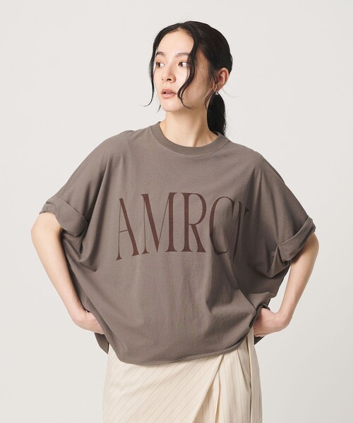 AMERICANA(アメリカーナ)の「<Americana>ロールアップ クロップド Tシャツ(Tシャツ/カットソー・レディース・ダークブラウン・FREE)」の2枚目の写真