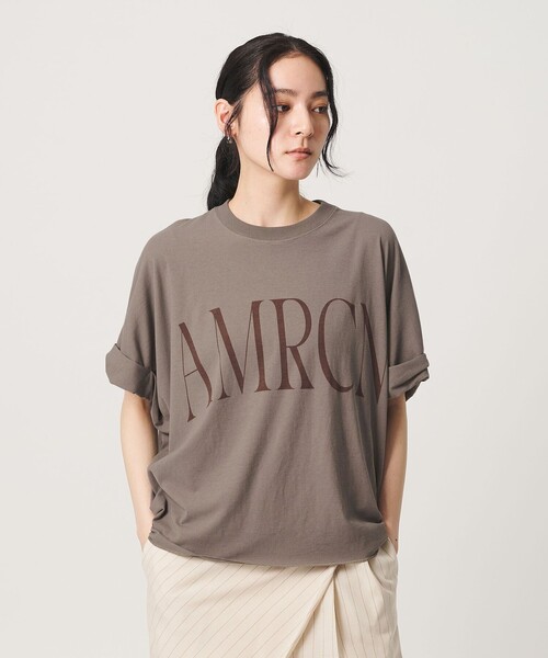 AMERICANA(アメリカーナ)の「<Americana>ロールアップ クロップド Tシャツ(Tシャツ/カットソー・レディース・ダークブラウン・FREE)」の3枚目の写真