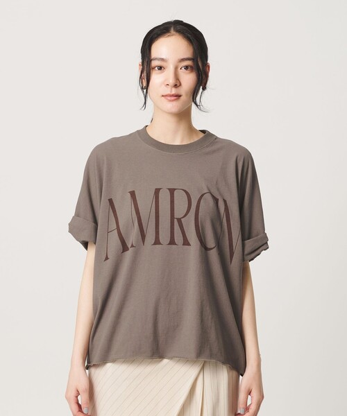 AMERICANA(アメリカーナ)の「<Americana>ロールアップ クロップド Tシャツ(Tシャツ/カットソー・レディース・ダークブラウン・FREE)」の5枚目の写真