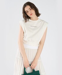ロゴ コットン フレンチスリーブ トップス