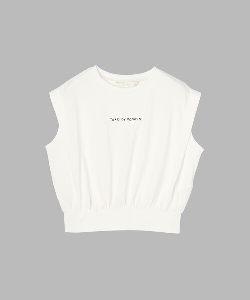 To b. by agnes b.(トゥービーバイアニエスベー)の「ロゴ コットン フレンチスリーブ トップス(Tシャツ/カットソー・レディース・ホワイト・38)」の2枚目の写真